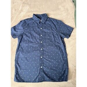 American Eagle Flex Men’s S Short Sleeve Button Up Blue White Size S
